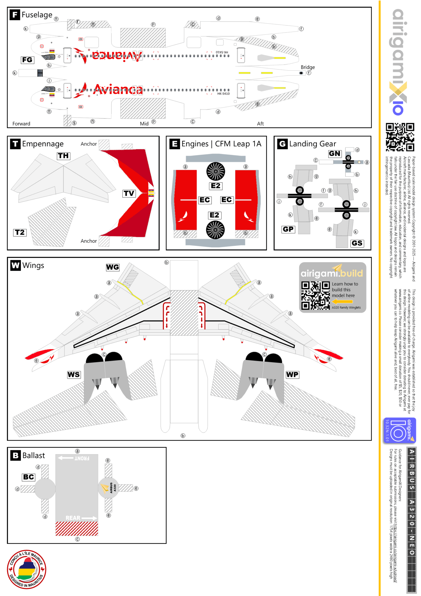10G: Avianca (2013 c/s) - Airbus A320-NEO [Airigami X by Cap Julian]