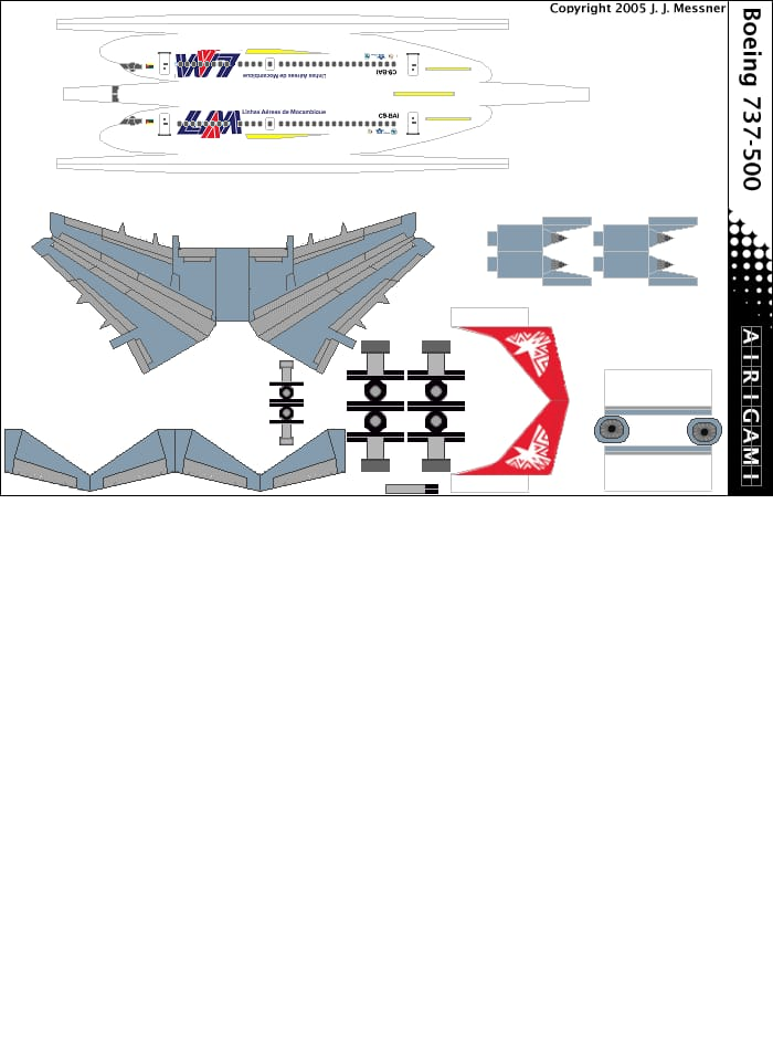 4G: LAM Linhas Aereas de Mocambique (1992 c/s) - Boeing 737-500 [Airigami X by TonyTsilavo118]
